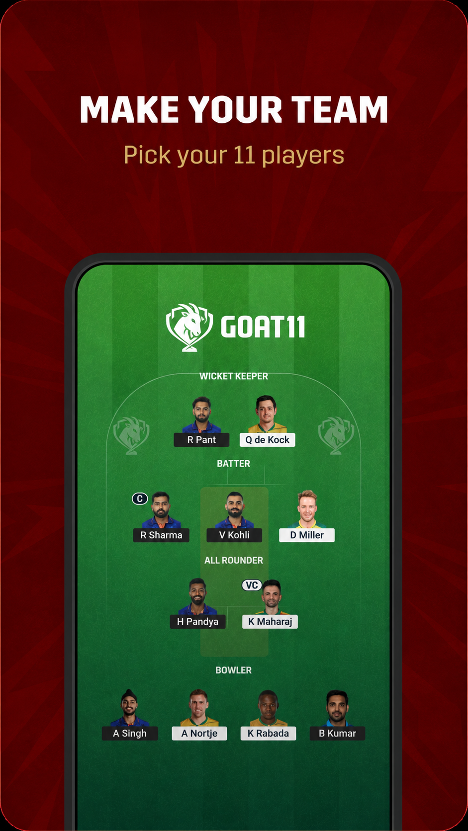 Make your fantasy cricket team easily and join real cash contests